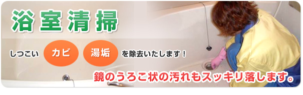 浴室清掃　しつこいカビ・湯垢を除去いたします！鏡のうろこ状の汚れもスッキリ落します。